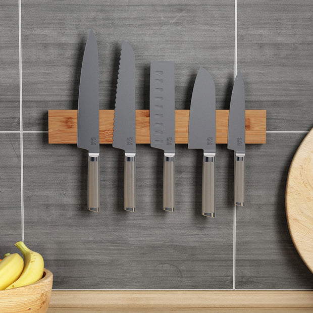 Magnet Knife Rack Nan Bamboo Home Kitchen Wall Hanging Suction Kitchen Knife Free Perforated Knife Storage Rack