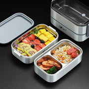 Microwaveable portable double-layer 304 stainless steel compartment insulation lunch box