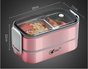 Microwaveable portable double-layer 304 stainless steel compartment insulation lunch box