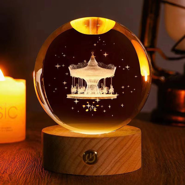 Starry Sky 3D Micro Landscape Crystal Ball Home Desktop Creative Interior Carving White Crystal Ball Ornament Craft Gift product