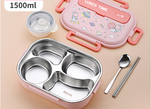 Cartoon cute sealed 316 stainless steel compartment insulation lunch box lunch box