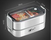 Microwaveable portable double-layer 304 stainless steel compartment insulation lunch box