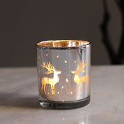 Silver Scented Candle Container Handmade Candle Glass Empty Jar Christmas Reindeer Pattern Light Candle Cup Home Decor