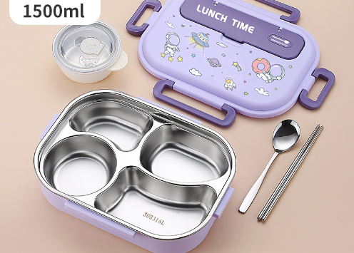 Cartoon cute sealed 316 stainless steel compartment insulation lunch box lunch box