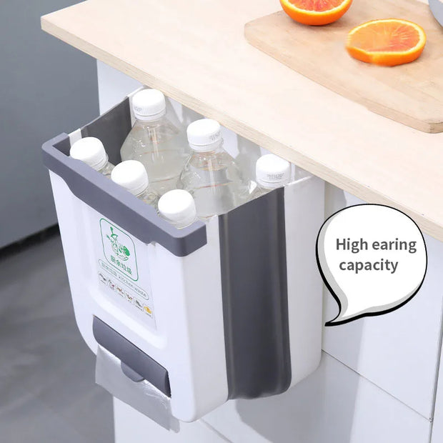 Kitchen Trash Can Portable Foldable Large Car Waste Bin For Bathroom Kitchen Cabinet Door Wall-mounted Kitchen Storage Boxes