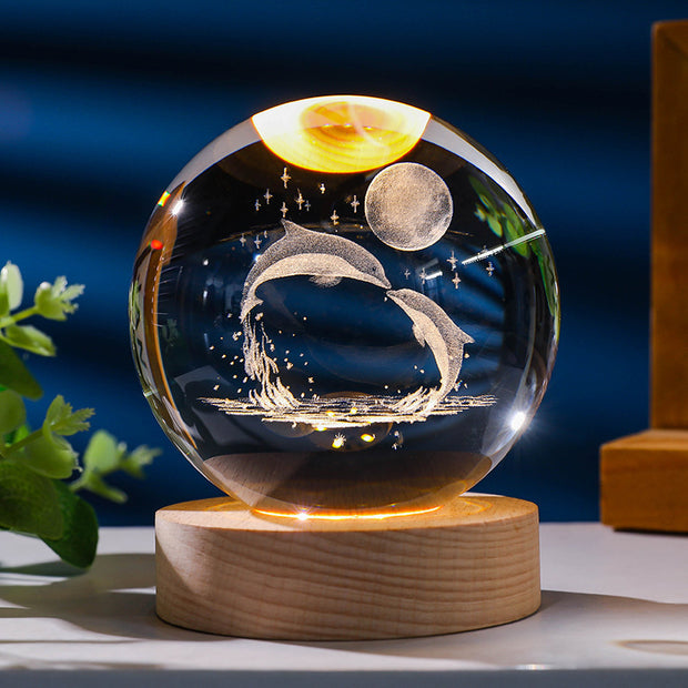 Starry Sky 3D Micro Landscape Crystal Ball Home Desktop Creative Interior Carving White Crystal Ball Ornament Craft Gift product