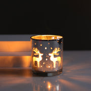 Silver Scented Candle Container Handmade Candle Glass Empty Jar Christmas Reindeer Pattern Light Candle Cup Home Decor