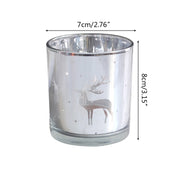 Silver Scented Candle Container Handmade Candle Glass Empty Jar Christmas Reindeer Pattern Light Candle Cup Home Decor