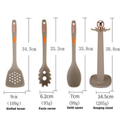 7-Piece Silicone Pack Nylon Cookware Set Spatula Soup Spoon Fishing Fence Powder Grasp Leaky Spoon Dense More Cooking Tools