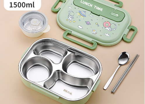 Cartoon cute sealed 316 stainless steel compartment insulation lunch box lunch box