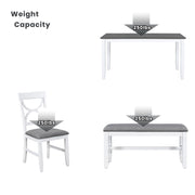 TOPMAX 6-Piece Wood Dining Table Set Kitchen Table Set with Upholstered Bench and 4 Dining Chairs, Farmhouse Style Gray+White